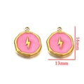 Pink enamel lightning bolt charm in gold frame for DIY jewelry making, 16mm height - Type C Rose Red Lightning