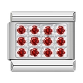Charm italien pour bracelet DIY en argent avec des pierres rouges facettées - Zirconia Rouge Argenté (C0860)