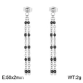 Minimalist silver chain tassel earrings with black beads, length 50mm and weight 2g - Silver-Black Beads