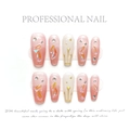 Primer plano de uñas press-on hechas a mano con degradados rosas, cristales y oro - Extra Pequeño (XS) / 99-Diamante Roto Degradado