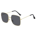 Classic gold metal square frame sunglasses with dark grey lenses in a minimalist style - Gold Frame Grey Lens