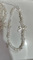 White pearl and gauze bow beaded phone strap with transparent butterfly accent - Irregular Pearl Small Bow