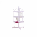 Rotating 3-tier metal earring display stand in white finish with top hooks - 3-Layer / White