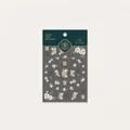 Vintage nail stickers featuring white roses, green leaves, and retro script designs - 3D Relief / Vintage White Rose 3D Relief Style (KX-301)