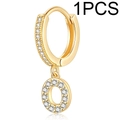 Gold plated earring featuring cubic zirconia pave letter O pendant and sparkling hoop - Single Letter Earring O