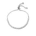 Detail of silver adjustable box chain bracelet with marquise-cut marquise-cut cubic zirconia - Oval Bracelet / Adjustable / White Gold