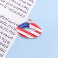 Lip-shaped American flag pendant with gold finish and vibrant red blue enamel - Enamel US Flag Lips / 18x13mm
