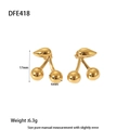 Detailed size specifications of gold cherry earrings with dimensions 17mm and 6mm - 3D Cherry Stud Earrings Style (DFE418)