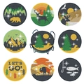8-piece nature landscape DIY diamond painting coasters with a black metal holder - Forest Animals Outdoor Style