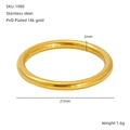 Details van 2mm 18k vergulde roestvrijstalen ring met een binnendiameter van 21mm - US 7 / 2mm Minimalistisch Eenvoudige Ring (ZR1980G)
