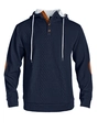 Felpa trapuntata uomo blu navy con cappuccio foderato bianco e toppe marroni sui gomiti - S / Blu navy