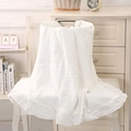 Soft white double-layer cotton gauze baby blanket with elegant ruffle edges detail view - 100*120CM / White