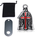 Guardian bell set with red cross wings design, black velvet bag and metal hanger - Steel Red Cross Set with Metal Piece