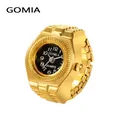 Vintage gold heart rivet octagonal ring watch with black dial and elastic metal band - Round Dial / Gold/Black