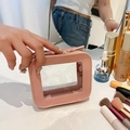Pink transparent cosmetic bag, stylish PU leather clear makeup pouch for lipstick and daily essentials. - Double Sided Pink