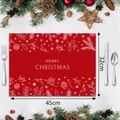 Detail of red Christmas placemat with gold Merry Christmas lettering and snowflake patterns - Style 1 (Gold Text/Red) / 32*45cm