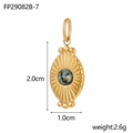 Golden stainless steel oval sunburst pendant with a turquoise stone inlay, 2cm x 1cm - Turquoise (FP29082B-7)