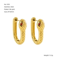 Détail de boucles d'oreilles serpent en acier inoxydable doré 18 carats avec pierre rouge - Or (ZE1055G)