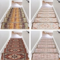 Detail view of four vintage Persian style non-slip stair treads in various floral patterns - Retro Persian Floral Style (BD202405021)