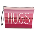 Rosa gestreifte Kosmetiktasche mit HUGS Kisses Aufdruck und Reißverschluss - HUGS Kisses Verlauf Streifen