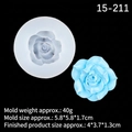 3D Rosenblüten-Silikonform für Schokolade und Harz mit weißer Formbasis für Handwerk - 3#15-211 Rose / Transparent