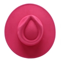 Deep pink wool felt fedora with a wide brim and concave crown design on white background - M (56-58cm) / Rose Red
