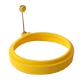 Yellow silicone round egg mold with metal handle for pancakes and fried eggs - Round / Yellow