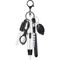 6-piece nurse gift set with black folding scissors and white mini marker on keychain - Black