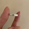 Sterling silver ring with a blue star-shaped gemstone inlay and minimalist silver finish - J4666 Blue Star Gem Ring