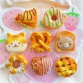 Assorted resin cat and bear shaped miniature bread charms for DIY crafts and accessories - Mixed Random Style
