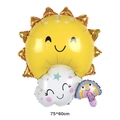 Smiling sun and rainbow cloud balloon set for birthday party decor, 75x60cm size - Rainbow Family