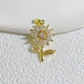 Gold sunflower pendant with micro-pave white zircon crystals for DIY jewelry making - Gold Sunflower White Zirconia