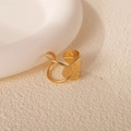 Minimalist adjustable open ring with hammered gold finish and geometric design - Gold Hammered Open Ring