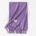 Elegant lavender purple faux cashmere scarf featuring long tassels and woven brand label - 70*200cm / Light Purple
