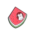Creative enamel watermelon brooch with cute white cartoon cat design accessory - Watermelon Cat Style (QHXZ308)