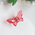 Translucent red acrylic butterfly hair claw clip for girls with golden spring - 4.5CM / Rose Red