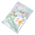 Holographic laser seal bag with 0.6mm elastic cord and beads for DIY jewelry making - 15x22cm (10Pcs/Pack)