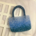 Handmade acrylic beaded handbag with a blue gradient finish and clear round beads - 21*15*7 / Gradient Blue