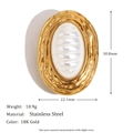 Orecchino vintage in acciaio placcato oro 18K con inserto in perla e dimensioni - Texture Di Perle D'imitazione Ovali (BR15004) / Oro