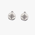Ciondolo tondo argento con incisione a stella e strass bianchi scintillanti - Targhetta stella con strass