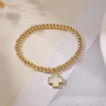 Bracelet en perles plaqué or 18 carats avec pendentif croix blanche élégant - Pendentif Croix (31922)