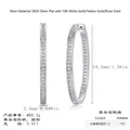 Elegant 18K gold plated S925 silver double row moissanite hoop earrings in gold finish - Silver/E13368