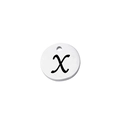 Macro view of a mirror polished stainless steel round tag with letter x engraving - Letter X