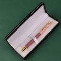 Modern two-tone pink and burgundy metal fountain pen with gold trim in a premium gift box - Pink Purple Nib / Boxed