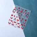 Macro de stickers ongles 5D roses rouges et fleurs avec motifs de coeurs et de noeuds - Style Embossé Cœur d'Amour Rose Rouge (TS-160)