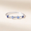 Elegant silver ring for women featuring four gradient blue zircon stones in a sleek design - US 5 / Silver