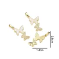 Gold butterfly pendant with white opal inlay and micro-pave cubic zirconia accents - Double Butterfly - Colorful Pink Opal