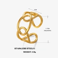 Anello a catena geometrico cavo regolabile da 1 cm con finitura in acciaio dorato - Stile Cavo a Catena Dorata (ZN699)