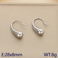 Polished silver geometric drop earrings in stainless steel with 28x8mm size specs - Medium Steel Color Style (KE115928-KFC)