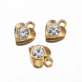Pendenti a forma di cuore in acciaio inossidabile dorato 14K con strass trasparenti - Ciondolo con Strass / Oro Cuore